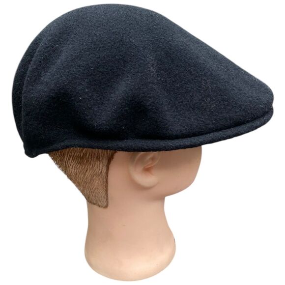 Vintage KANGOL 502 Wool Flat Cabbie Newsboy Cap Black L/XL Made in Great Britain - Picture 3 of 9